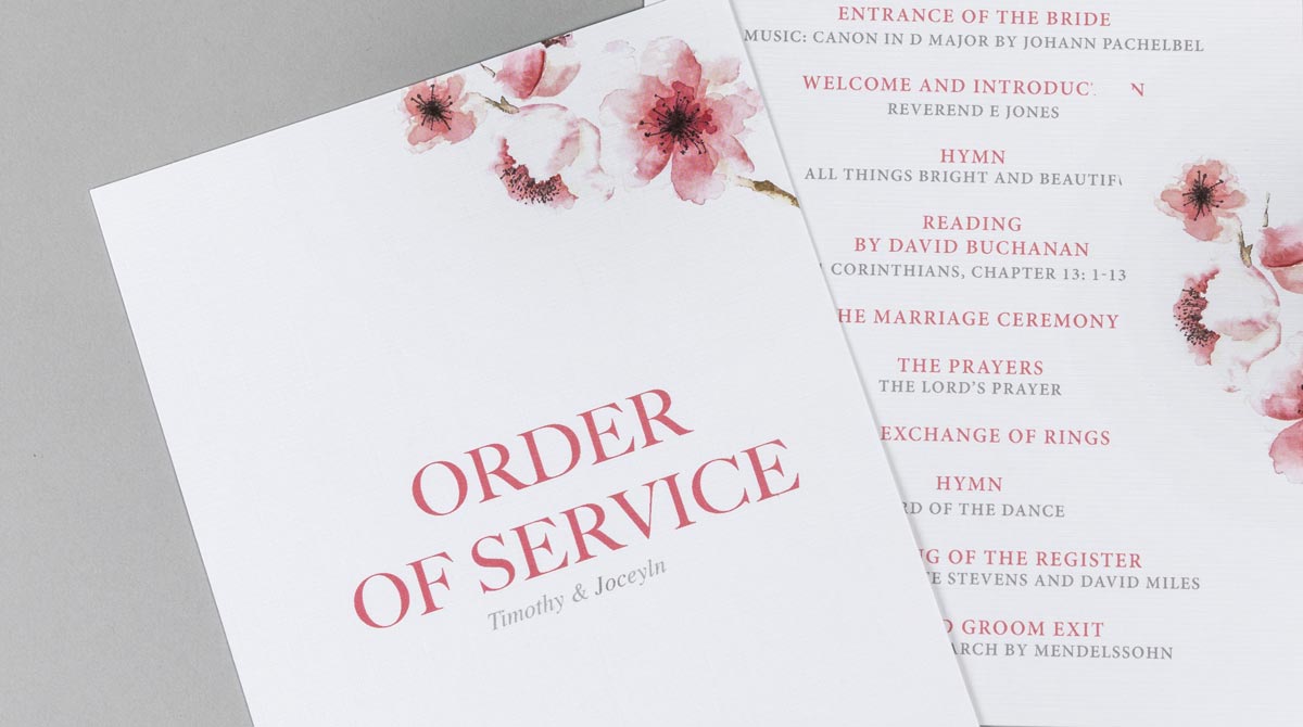 Printed Wedding Order of Service